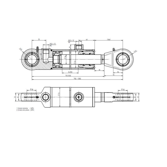 Cylinder hydrauliczny CJ2F-63/36-500Z (dwustronny) do Ładowacz TUR Kraj