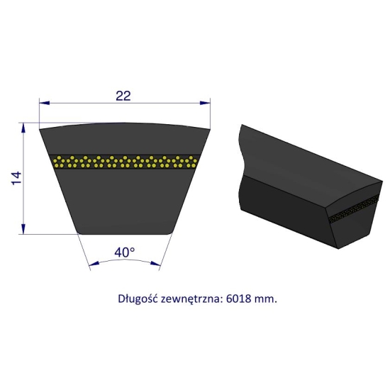 Pas klinowy Hard-Belt (T-661301.0) AP1000840 do CLAAS 661301.0 TEGER