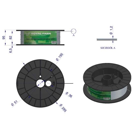 Drut (szpula) do pastucha 500m ocynkowany fi 1.2 mm ROYAL FARM RM-105010018