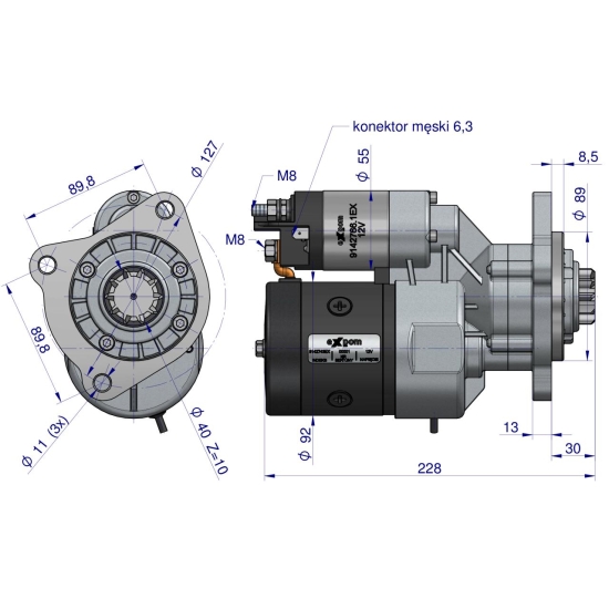 Rozrusznik z reduktorem typu Magneton MF4 Ursus 4512 9142743 Blue Line EXPOM KWIDZYN