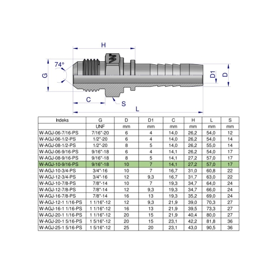 Zakucie hydrauliczne AGJ DN10 9/16