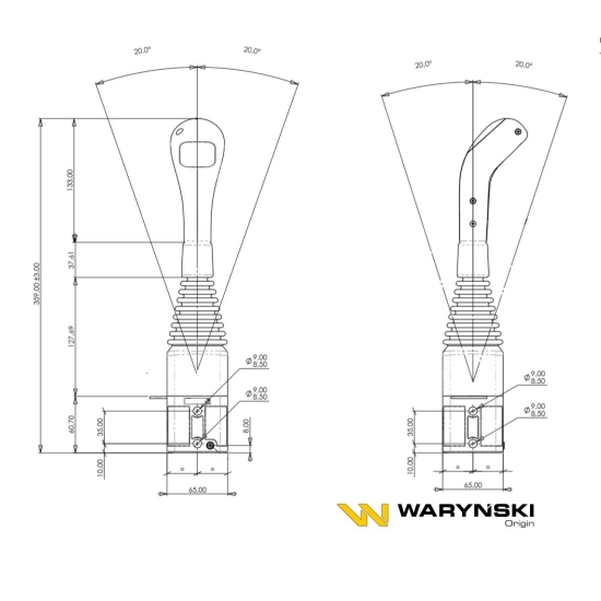 Joystick pod linki zakończone kulką bez przełącznika (bez przycisku. na kulkę. IP-6020. JOYSTIK6019) Waryński