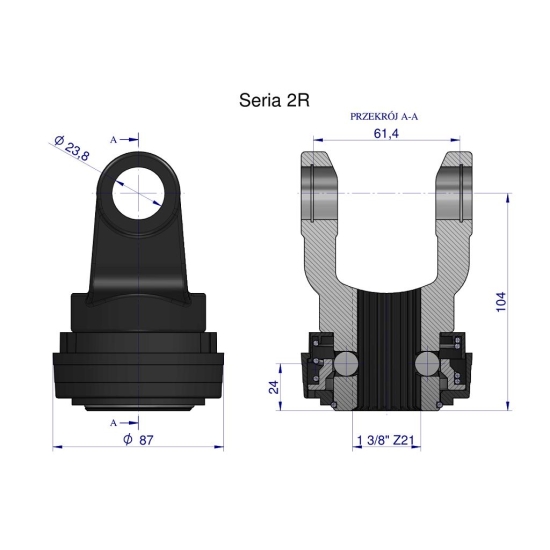 Widłak z pierścieniem 1 3/8 Z21 - 23.8X61.3 Seria 2R CE2020 Waryński