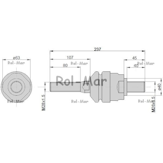 Przegub kierowniczy 240mm - M28x1,5 - M26x1,5 04401801 Deutz TAQ