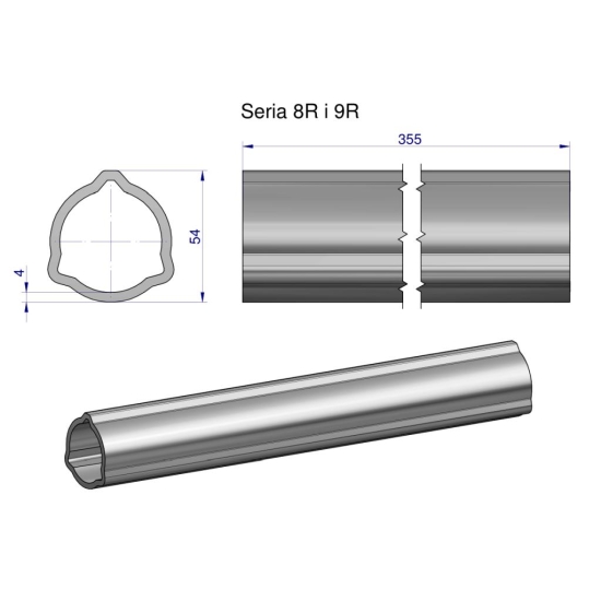 Rura wewnętrzna Seria 8R i 9R do wału 510 przegubowo-teleskopowego 54x5mm 355 mm WARYŃSKI