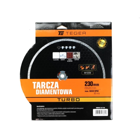 Tarcza diamentowa TURBO 230x22.23 mm TEGER