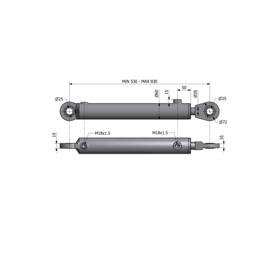 Cylinder hydrauliczny, siłownik wspomagania układu kierowniczego SMT2CJ.50.28.300 C-385 6-cyl. Kraj