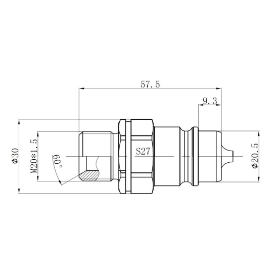 Szybkozłącze hydrauliczne wtyczka EURO M20x1.5 GZ (9100820W) VOIMA