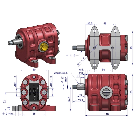 Pompa hydrauliczna PZ18AT podnośnika wzmocniona 24 l/min C-330 WARYŃSKI