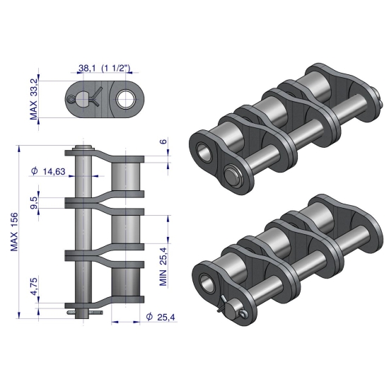 Półogniwo łańcucha P24B-3 (R3 1.1/2) Waryński