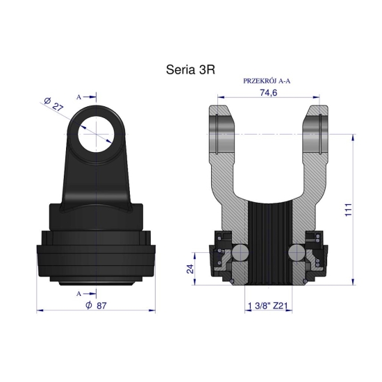 Widłak z pierścieniem 1 3/8 Z21 - 27X74.6 Seria 3R CE2020 Waryński