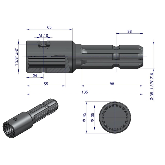 Redukcja adapter z otworem zabezpieczającym 1 3/8