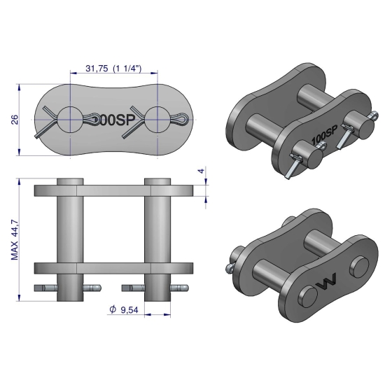 Zamek łańcucha Z100SP (R1 1.1/4) Waryński ( sprzedawane po 5 )