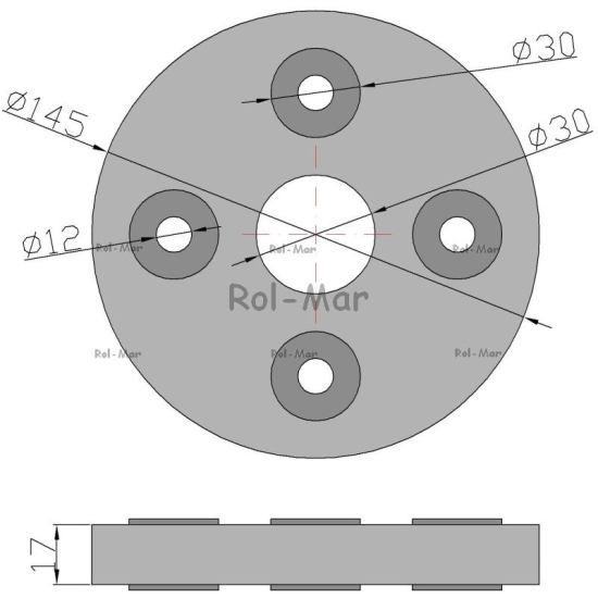 Tarcza elastyczna sprzęgła 4 otwory fi 12mm Rozrzutnik/RCW