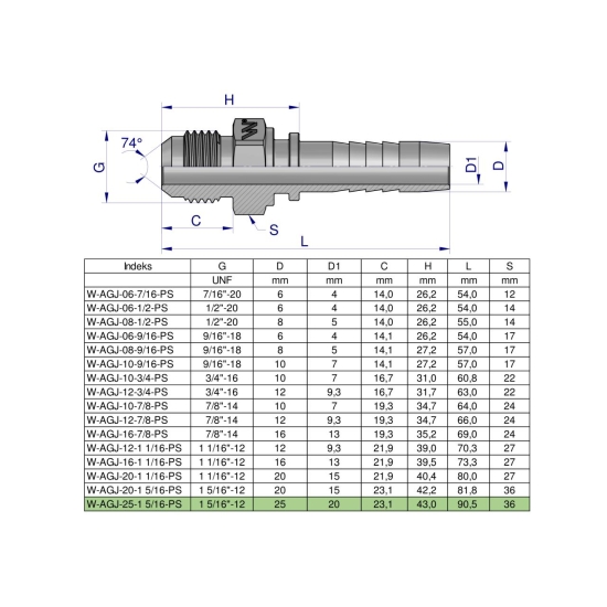 Zakucie hydrauliczne AGJ DN25 1 5/16