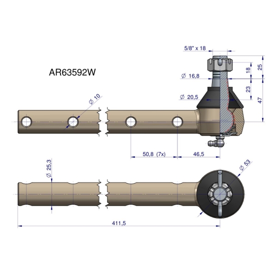 Przegub kierowniczy 411,5mm AR63592 WARYŃSKI