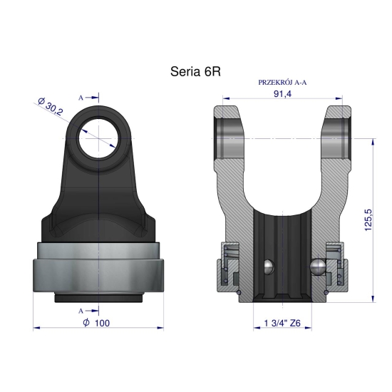 Widłak z pierścieniem 1 3/4 Z6 - 30.2X91.4 Seria 6R CE2020 Waryński