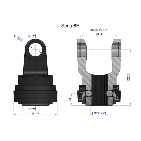 Widłak z pierścieniem 1 3/8 Z21 - 30.2X91.4 Seria 6R CE2020 Waryński