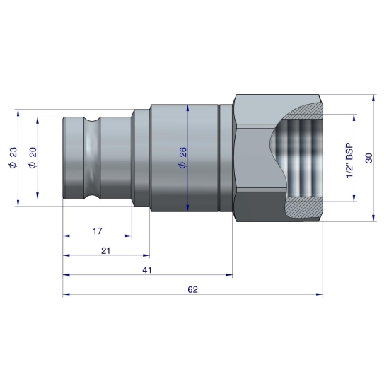 Szybkozłącze hydrauliczne suchoodcinające (rozmiar 3/8) wtyczka G1/2