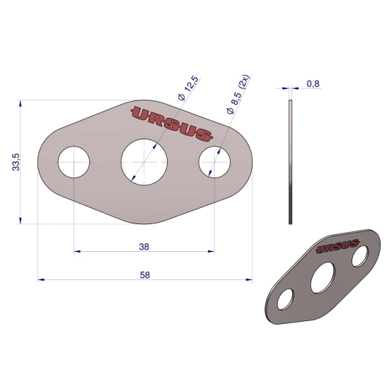 Uszczelka zasilania turbo krążelit 0.5mm Zetor ( sprzedawane po 10 ) ORYGINAŁ URSUS