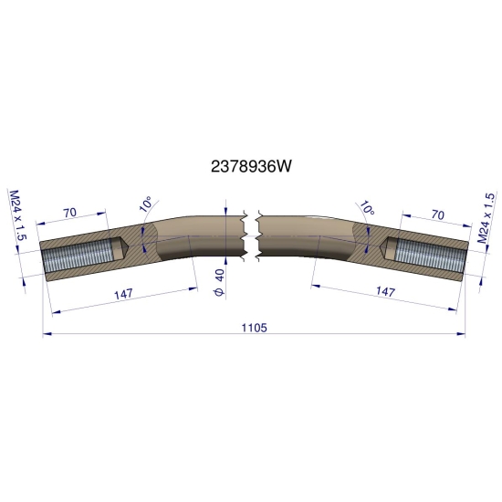 Drążek kierowniczy rura 1105mm 2378936 WARYŃSKI