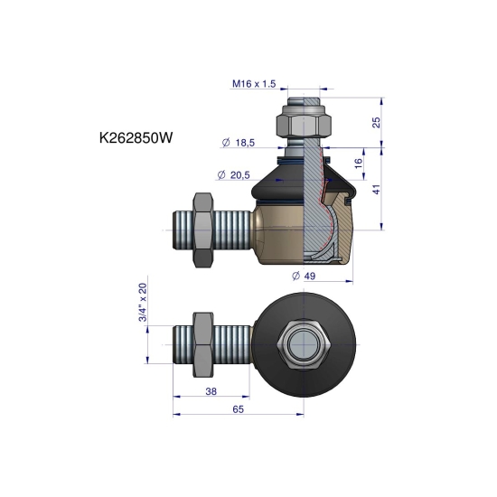 Przegub kierowniczy 3/4' K262850 WARYŃSKI