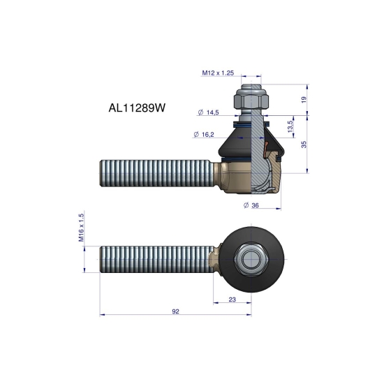 Przegub kierowniczy M16x1.5 AL11289 WARYŃSKI