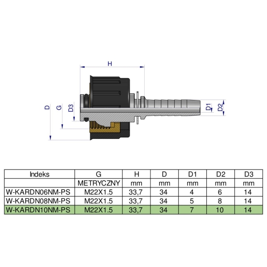 Zakucie nakretka do myjek (pasuje do Karcher) na waz DN10 GW M22x1.5 (RM-KARDN10NM) PREMIUM Waryński ( sprzedawane po 5 )