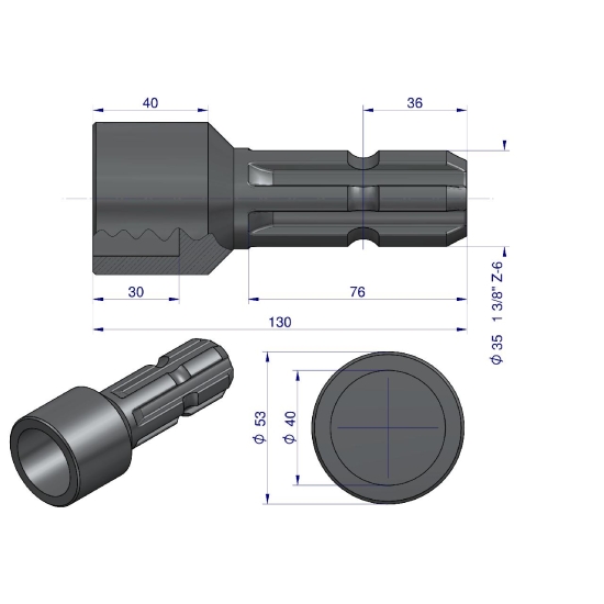 Redukcja adapter otwór wew. Q 40 mm na wałek 1 3/8