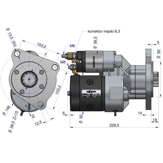 Rozrusznik z reduktorem typu Magneton Case Ford New Holland 9142765 Blue Line EXPOM KWIDZYN