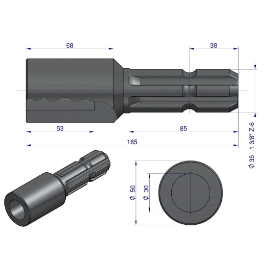 Redukcja adapter otwór wew. Q 30 mm na wałek 1 3/8