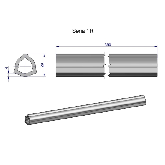 Rura wewnętrzna Seria 1R do wału 510 przegubowo-teleskopowego 29x4 mm 390 mm WARYŃSKI