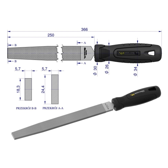 Pilnik płaski 250 mm Waryński