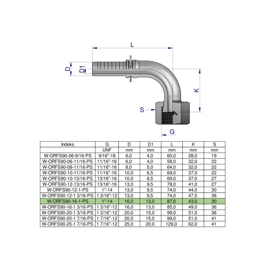 Zakucie hydrauliczne ORFS90 DN16 1