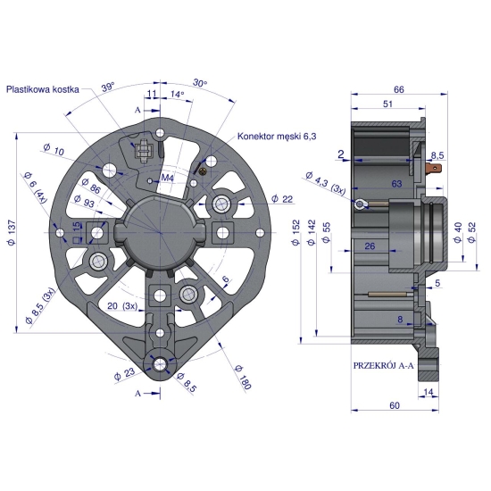 Tarcza pokrywa tylna alternatora EX257000 A120 Bizon EXPOM KWIDZYN eu