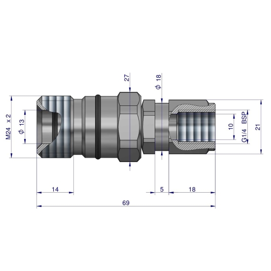 Szybkozłącze hydrauliczne skręcane gniazdo G1/4