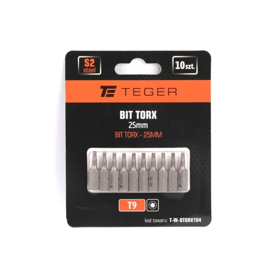 Bit TORX 25 mm/T9 (ZESTAW 10 SZT) / TEGER