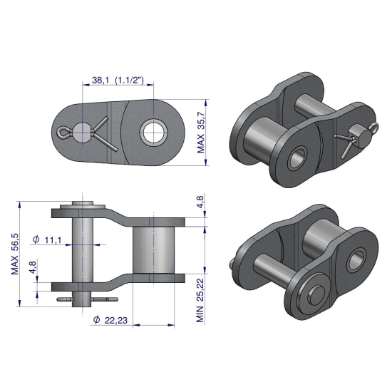 Półogniwo łańcucha wzmocnione P24A-1 ANSI A 120 (R1 1.1/2) Waryński ( sprzedawane po 2 )