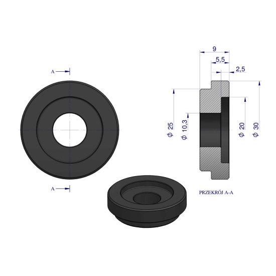 Tulejka zewnętrzna noża rozdrabniacza 20mm do noża 4mm Bizon Waryński (sprzedawane po 25)