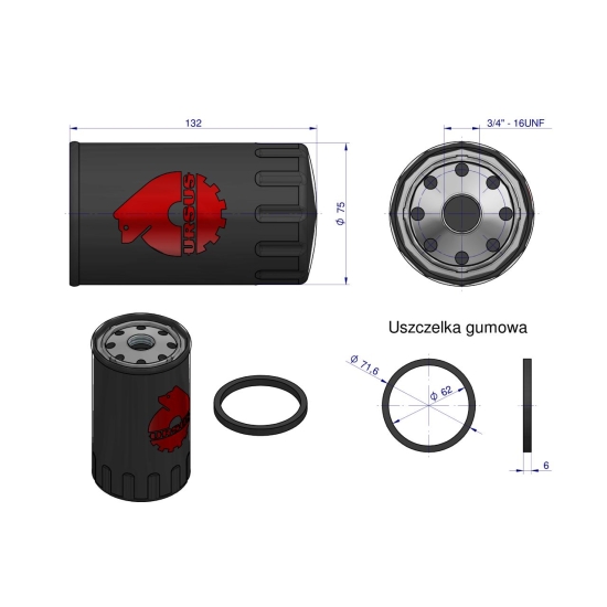 Filtr oleju PP-49 MF-3 C-360-3P 2812 3502 3512 MF 235 MF 255 ORYGINAŁ URSUS