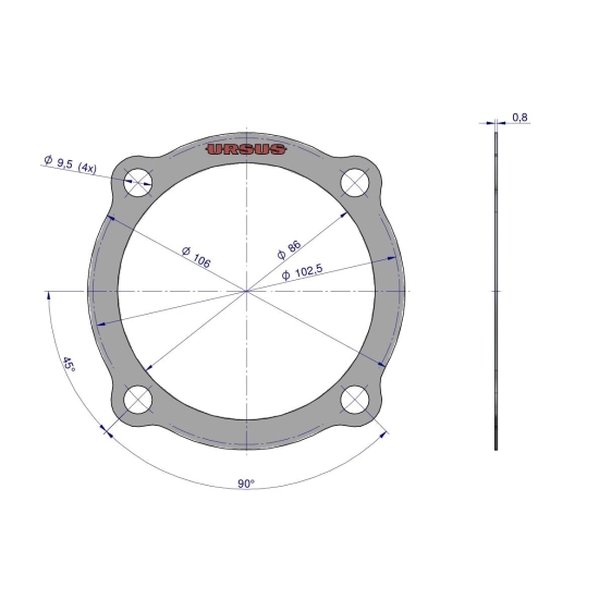 Uszczelka pokrywy zwolnicy krążelit 0.8mm C-330 ( sprzedawane po 10 ) ORYGINAŁ URSUS