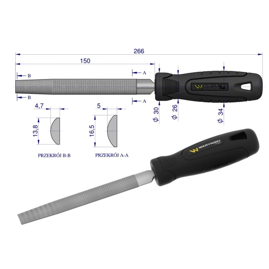 Pilnik półokrągły 150 mm Waryński