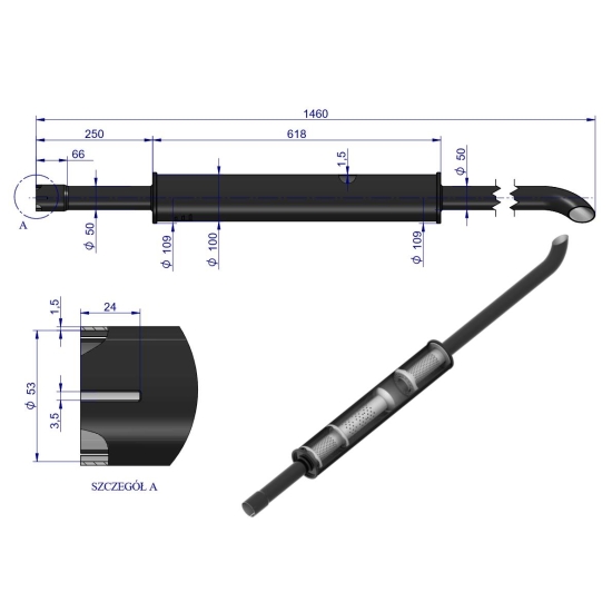 Tłumik 1460mm 5.6kg MF3 EMALIA ORYGINAŁ URSUS