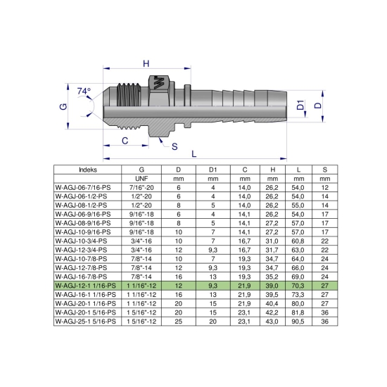 Zakucie hydrauliczne AGJ DN13 1 1/16