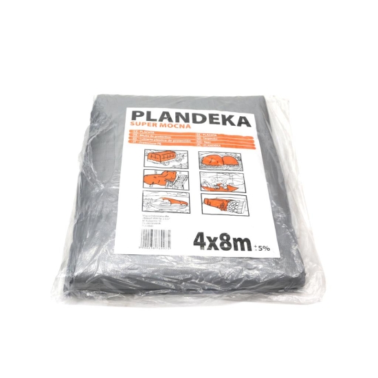 Plandeka SUPER MOCNA 4x8m (srebrna) gramatura 160g/m2