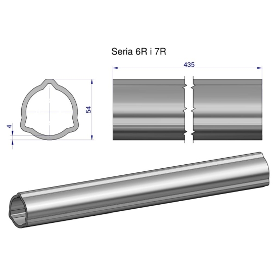 Rura zewnętrzna Seria 6R i 7R do wału 560 przegubowo-teleskopowego 54x4 mm 435 mm WARYŃSKI