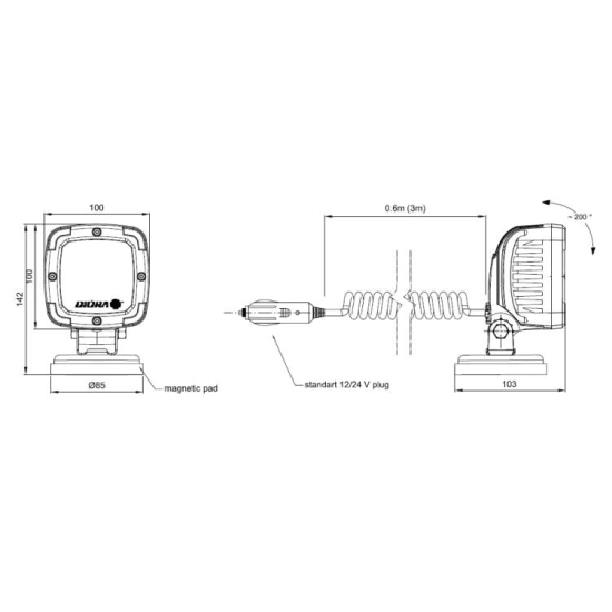 Lampa robocza aluminiowa 9-diodowa 2800Lm mocowanie magnes DIO008 LED DIORA