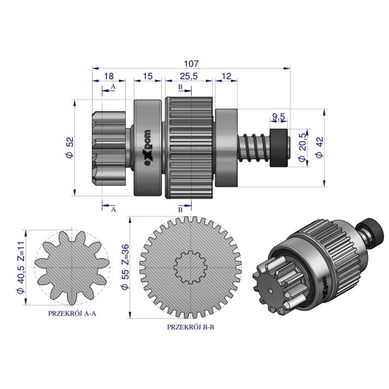 Zespół sprzęgający rozrusznika LTZ typu Magneton 9144821 Blue Line EXPOM KWIDZYN