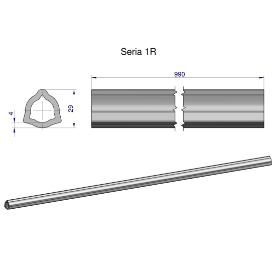 Rura wewnętrzna Seria 1R do wału 1110 przegubowo-teleskopowego 29x4 mm 990 mm WARYŃSKI