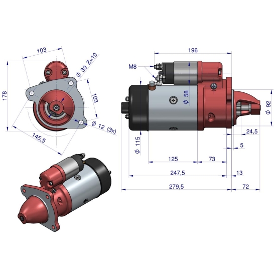 Rozrusznik R11H 300864ER. 3027466M1 12V 3 kW MF3 regenerowany EXPOM KWIDZYN eu